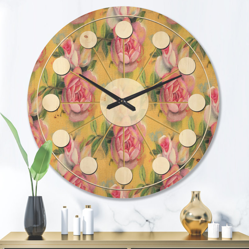 Horloge murale Watercolor Roses, Très grand