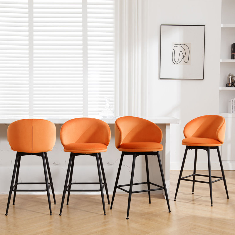 Tabouret de bar rotatif à hauteur de comptoir 25 po, Orange