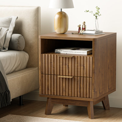 Table de chevet moderne avec plateau en faux marbre et 2 tiroirs