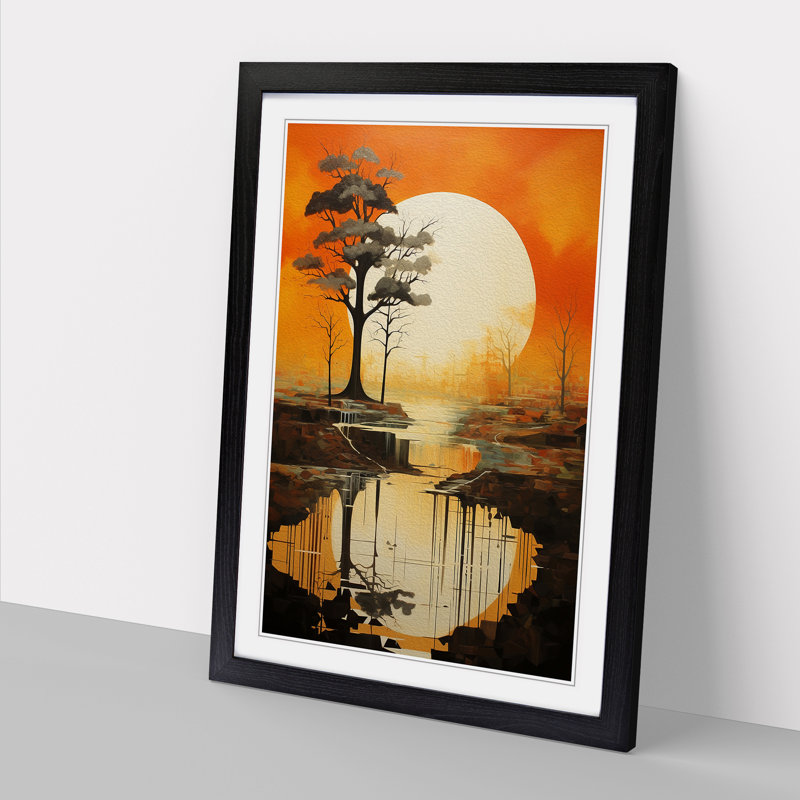 Landscape Modern Art - Framed Print, 64cm H x 46cm W x 2cm D, Black Framed