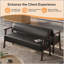 Banc d'attente de 148 cm (58,27 pouces) en similicuir PU matelassé à losanges avec accoudoirs en bois, pouvant supporter jusqu'à 136 kg (300 lb).-589559454