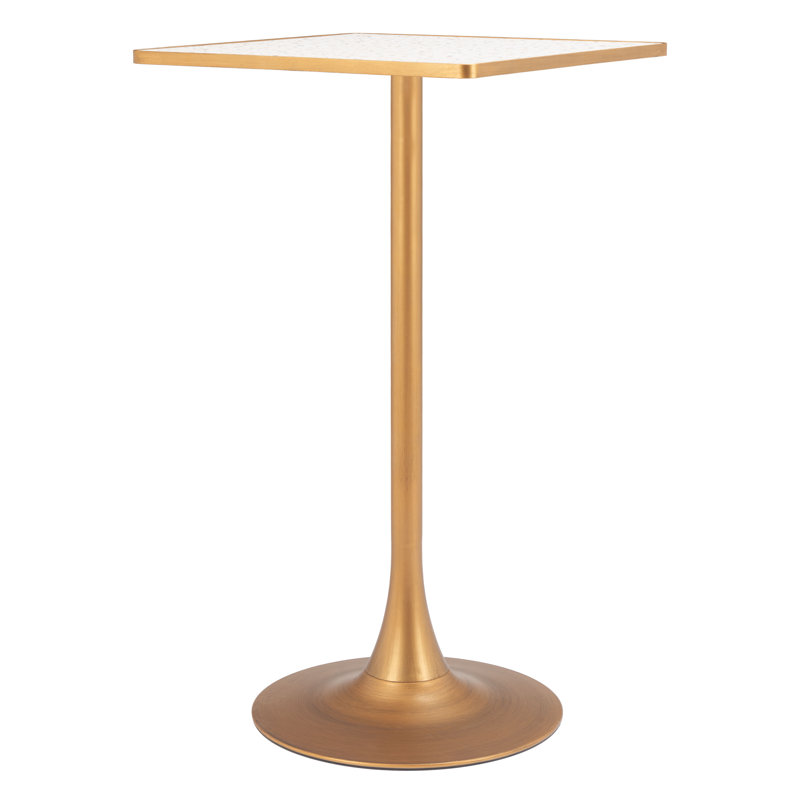 Table à hauteur de bar moderne pour îlot de cuisine, bistro, bistro et petits espaces pour la maison, Beige/or