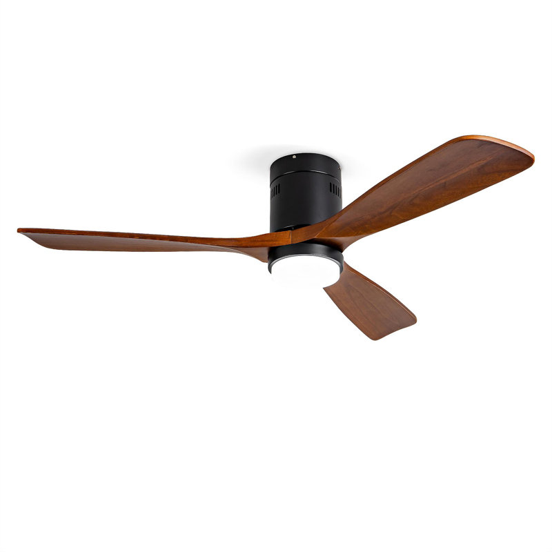 Hot Sales Ceiling Fan With Lights 52 Inch Flush Mount Ceiling Fan With Remote Control, Wood Blades Modern Outdoor Ceiling Fans For Bedroom/Farmhouse/Patio/Indoor, Quiet DC Motor