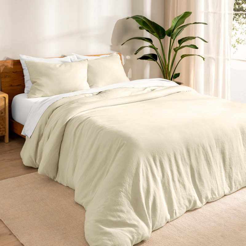 Modern & Contemporary Linen Duvet Cover, Twin/Twin XL + 1 Standard Sham, Natural