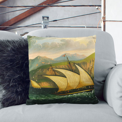 Felucca Off Gibraltar Square Throw Cushion