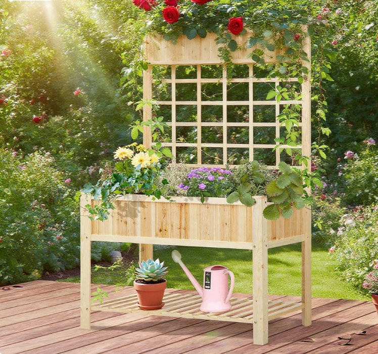 Lit de jardin surélevé en bois, boîte à fleurs surélevée de style Coutryside
