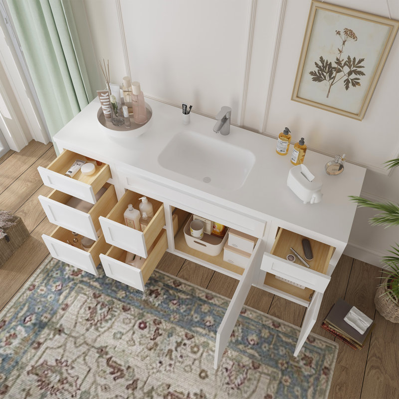 Base de meuble-lavabo simple 66 po seulement, Blanc