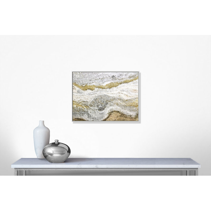 Agate métallique 1 - Cadre flottant, reproduction d'art sur toile, H 30 po x l 40 po x P 2 po, Cadre blanc