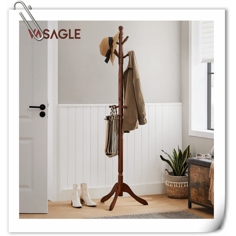 Denece Solid Wood Freestanding Coat Rack