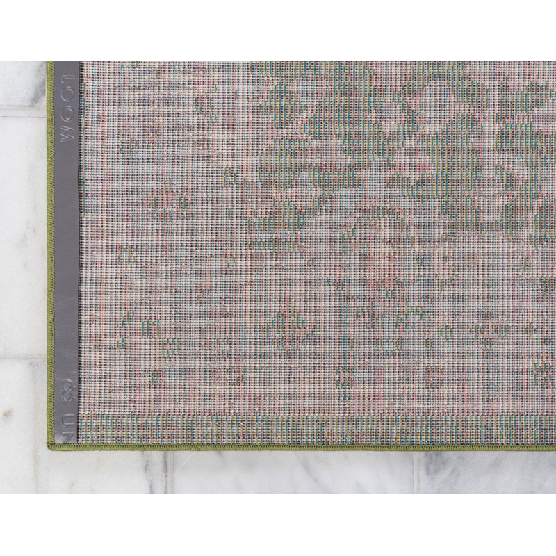 Kalf Green/Ivory Rug, Rectangle 66 x 91cm