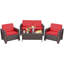 Ensemble de conversation en osier / rotin pour 4 personnes avec coussins Aveah-1990209275-1990209274