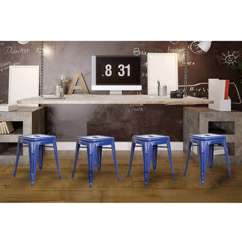 Shelli Metal Accent Stool, Blue