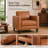 Esin Genuine Leather Mid-Century Modern Accent Chair – Compact Single Sofa Chair for Living Room, Urban Apartments, Home Office & Guest Rooms-771622509