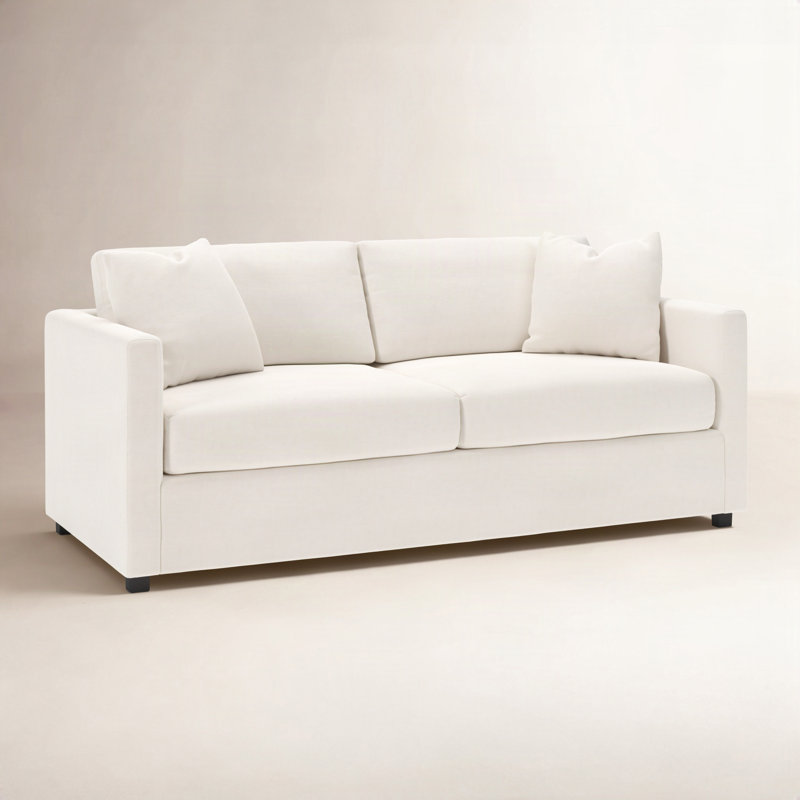 Godwin 75" Sofa, Lena Off White Performance Linen Blend