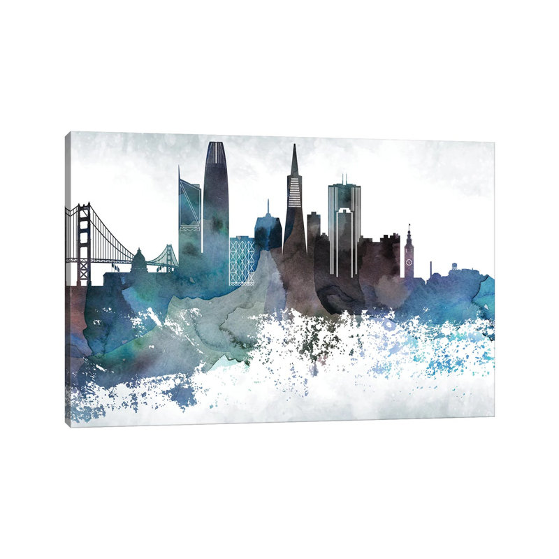 San Francisco Bluish Skylines - Wrapped Canvas Print, 20.32cm H x 30.48cm W