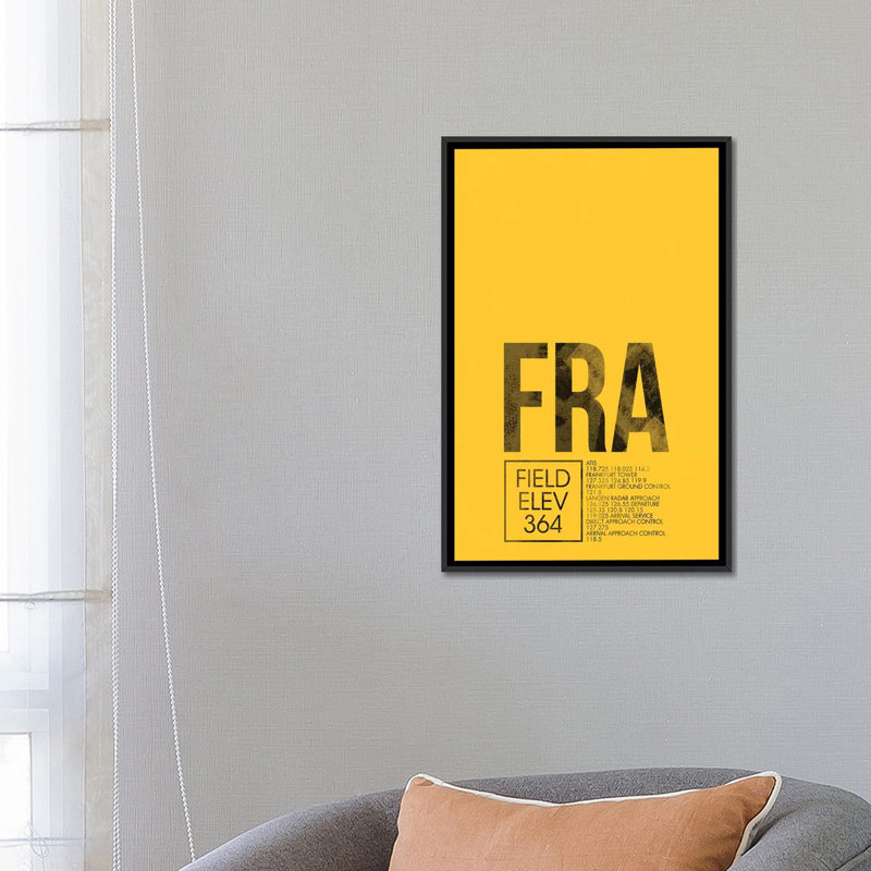 "francfort" , impression contrôle de la circulation aérienne, art textuel sur toile, H 26 po x l 18 po x P 1,5 po