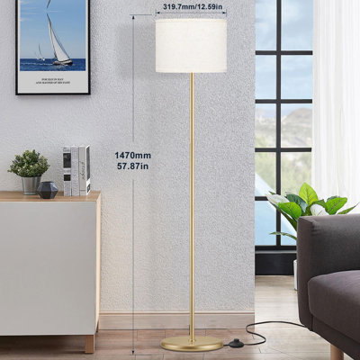 Élégante lampe sur pied à DEL dorée et blanche - Éclairage parfait pour les salons et les chambres