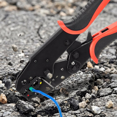 Crimping Tool, 22-10 AWG Ratcheting Wire Crimper Tool, Labor-Saving Electrical Terminal Crimp Pliers with Clear Metric & AWG Markings, Quick Release, Adjustable Force for Multiple Terminals