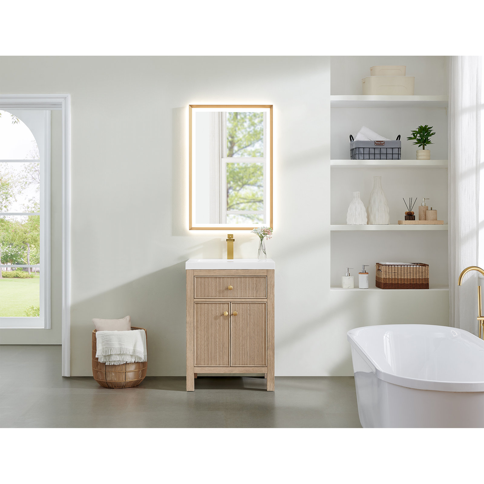 Lala 24" Single Bathroom Vanity, Natural Oak