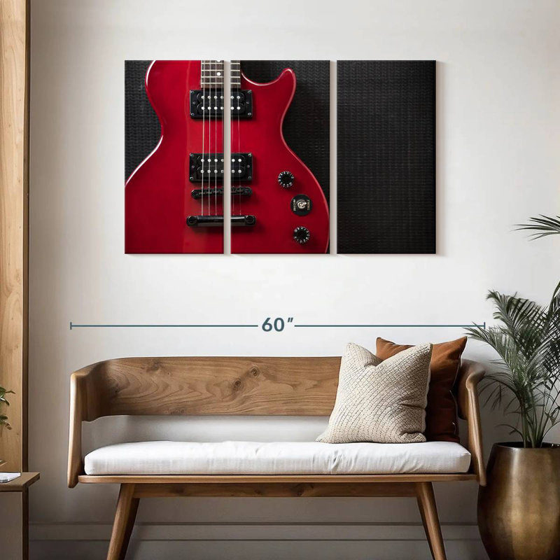 Abarca Shiny Red Electric Guitar, 28" H x 45" W