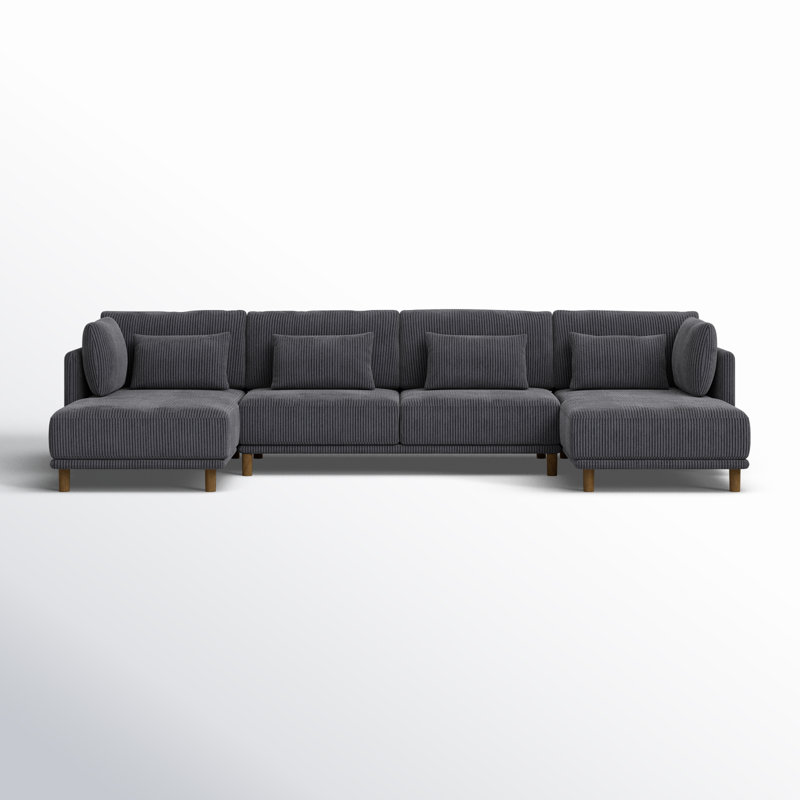 Ashleigh-May Upholstered U-Shaped Sectional Symmetrical, Corduroy Gray 100% Polyester