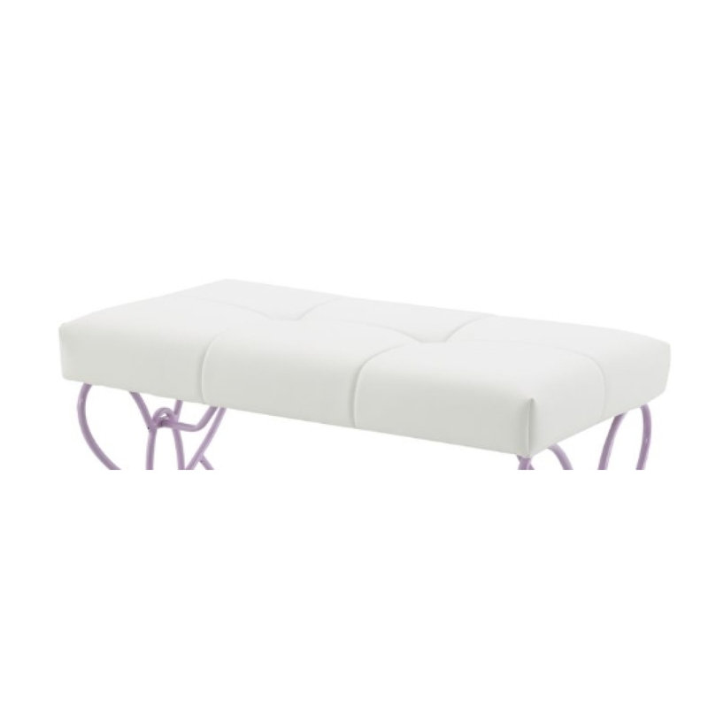 Priya II White & Light Synthetic Leather Purple Finish Bench, Purple