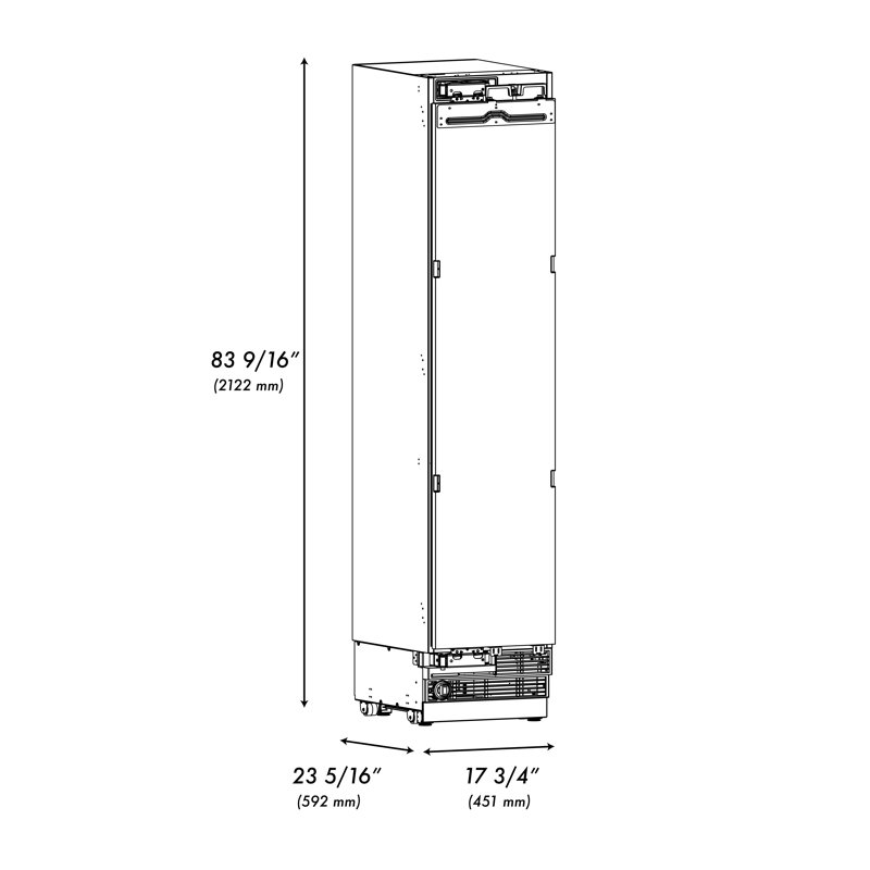ZLINE 18 in. 8.6 cu. ft. Panel Ready Left Hinge Column Freezer with Graphite Gray Interior, Right