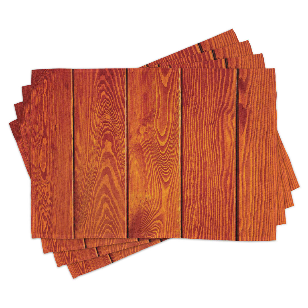 Platzdeckchen 4er Set, Holz Holzboden Orange, Orange Marigold