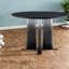 Table de salle à manger moderne en MDF noir, design compact, dégradé noir et blanc