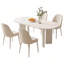 Ensemble de table de salle à manger ovale avec 4 chaises, blanc et beige, salle à manger-821633419