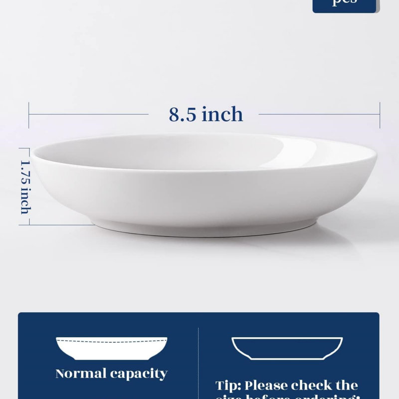 6 pièces de bols à pâtes en céramique blanches 30 oz allant au micro-ondes allant au lave-vaisselle