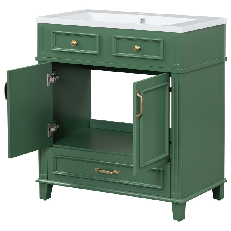 Meuble-lavabo 30 po sans comptoir, armoire de rangement en bois massif