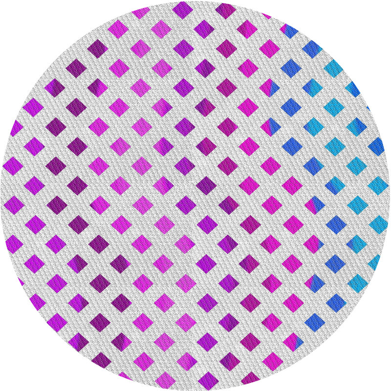 Laine tissée à la machine à motifs géométriques et polyester mauve/bleu Tapis décoratif, Rond 5 pi