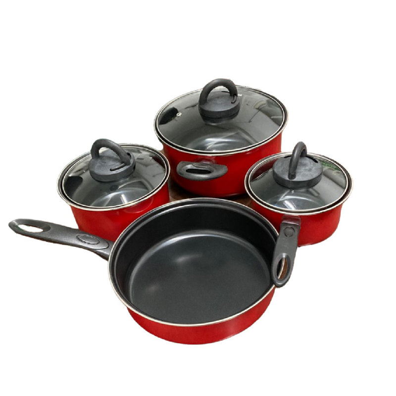 7 - Piece Non-Stick Carbon Steel Cookware Set, Red