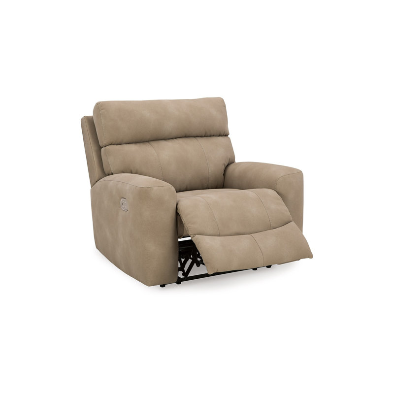 Fauteuil inclinable électrique Corbin, réglable, port USB, similicuir, Brun sable, Brun sable