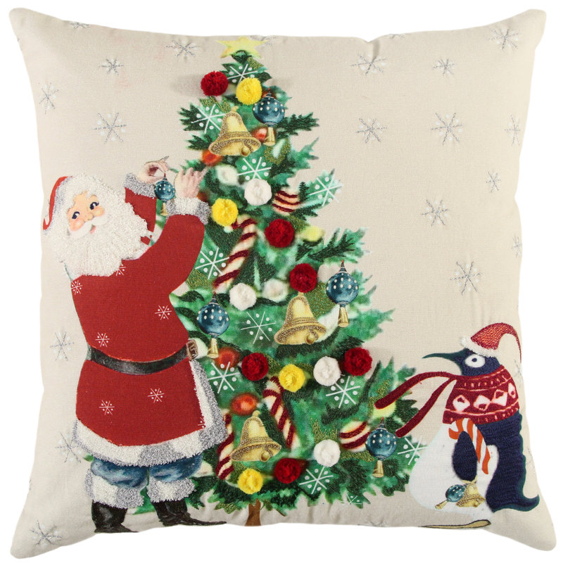 Embroidered Cotton Throw Pillow