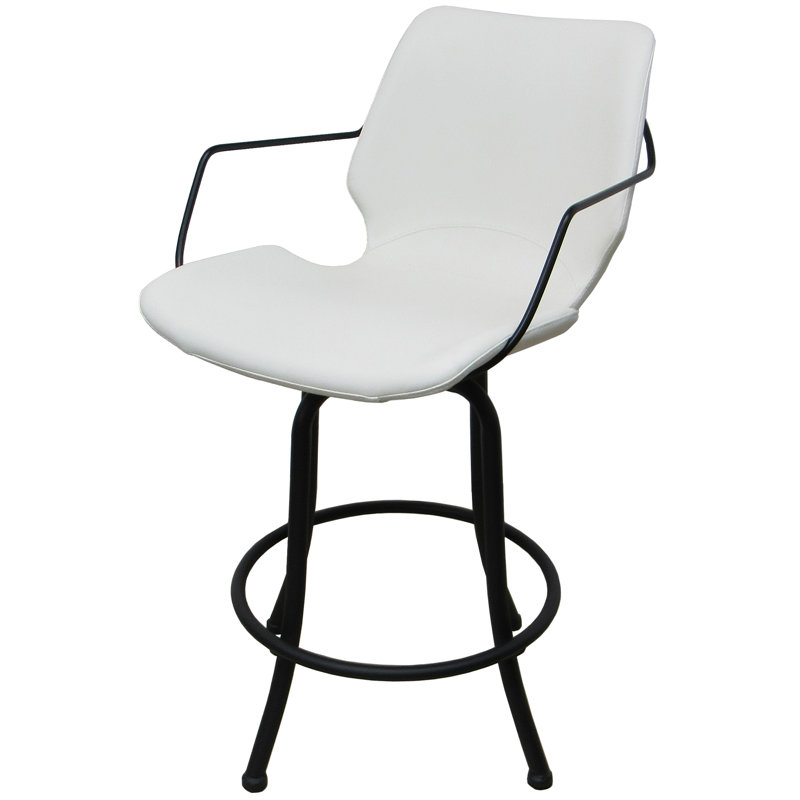 Comptoir pivotant, bar et tabouret très grand Noie, Tabouret de comptoir (siège d'une hauteur de 26 p, Blanc
