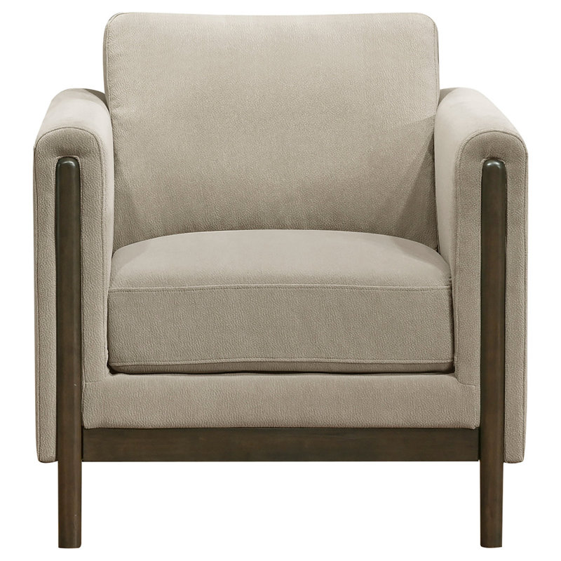 Fauteuil d'appoint tapissier à accoudoirs taupe Fisher