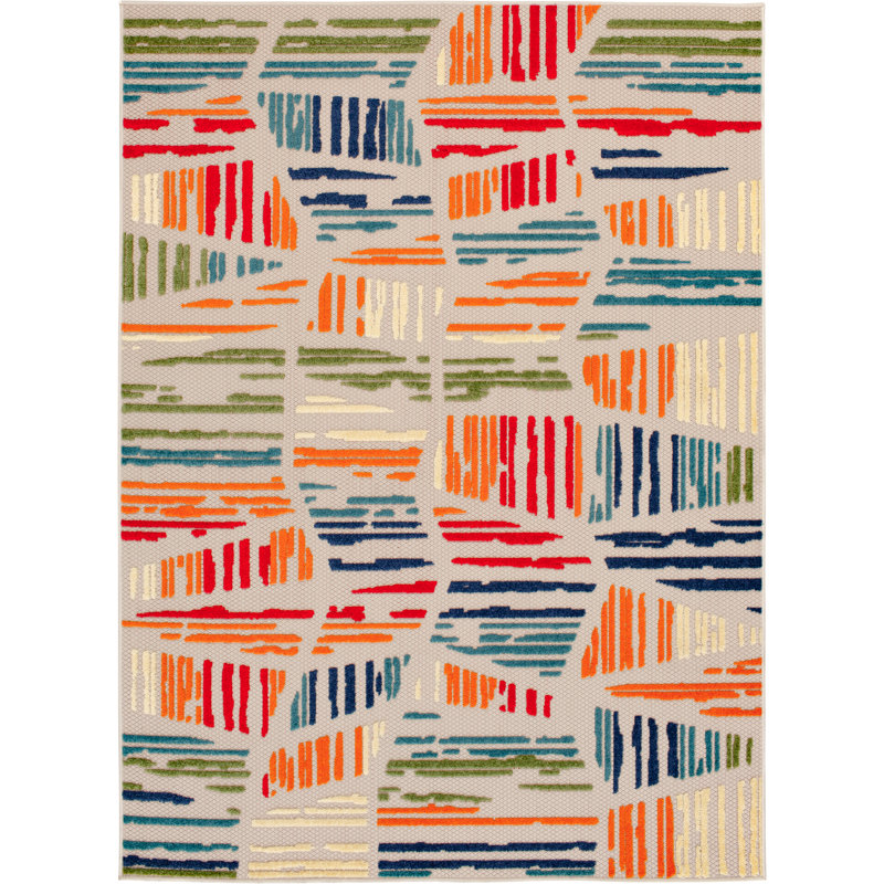 Anagabriel Geometric Indoor / Outdoor Rug, Rectangle 7'10" x 9'10"