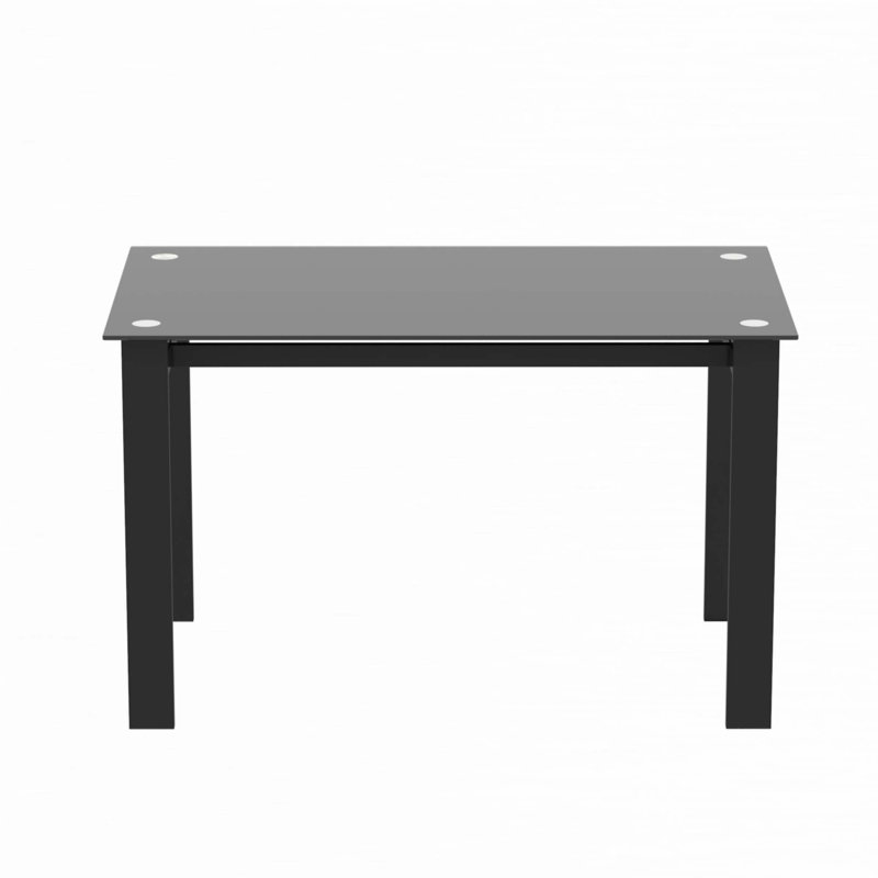Modern Tempered Glass Dining Table With Iron Tube Frame, Durable And Stylish For Various Spaces., 29.53”H x 47.24”L x 27.56”W
