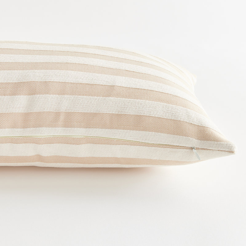 Polyester Indoor/Outdoor Pillow Cover & Insert, Rectangular 12"H x 22"W, Khaki/Cream