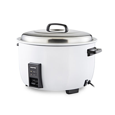 GEEPAS Commercial Rice Cooker Non-Stick Aluminum Removable Inner Pot Auto Switch Stainless Steel Lid with Measuring Cup & Spatula