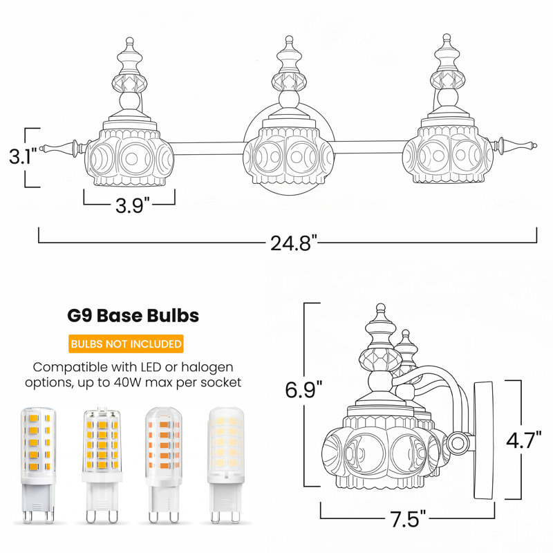 Maitiu 3 - Light Dimmable Vanity Light, Matte Black