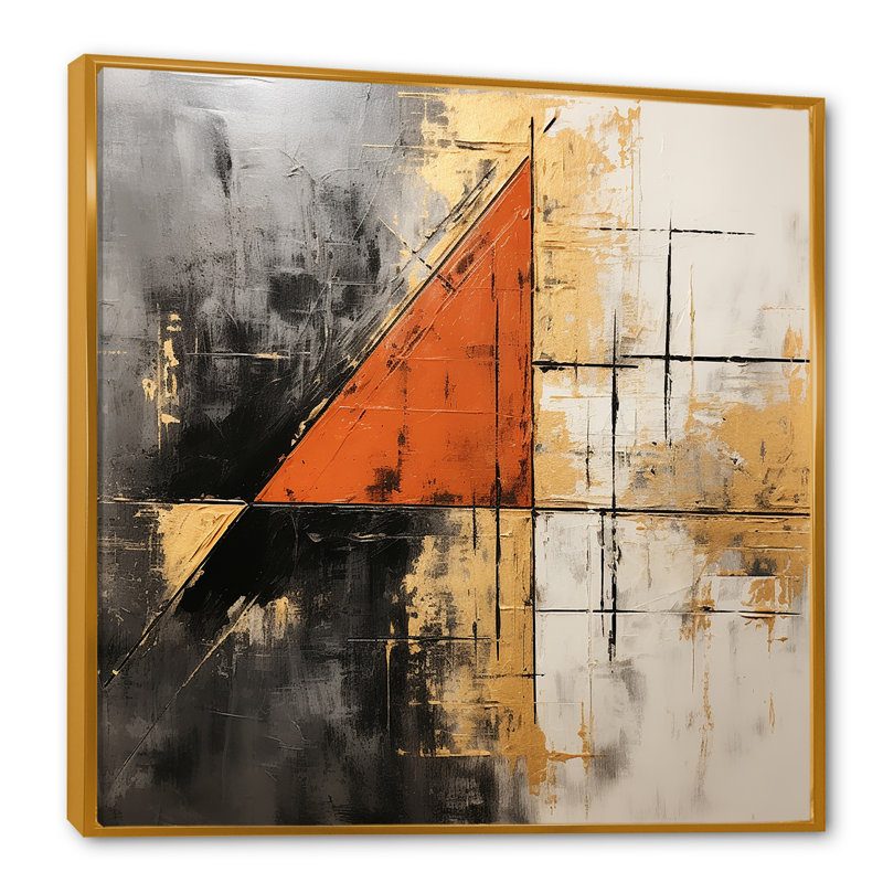 «Lyrical Abstraction Collage I - Abstract Collages», art mural, Cadre flottant doré, H 36 po x l 36 po x P 1,5 po