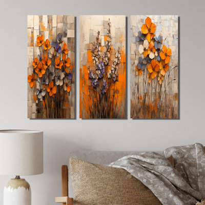 Blooming Autumn Rhododendron Geometric Horizon I - Rhododendron Wall Decor Collection