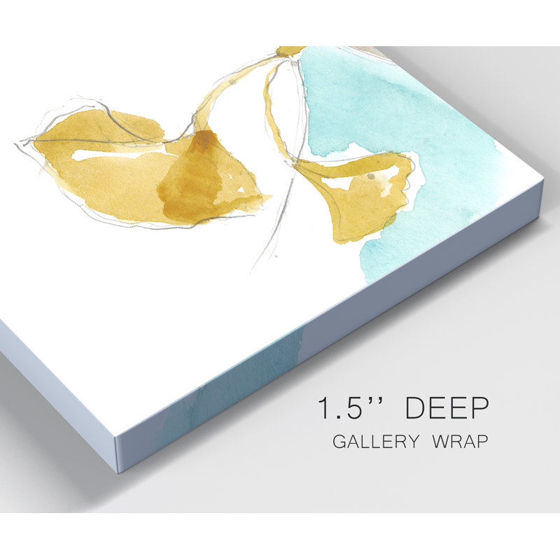 Reproduction d’art sur toile tendue « Ginkgo on Dusty Teal IV », H 36 po x l 24 po x P 1 po