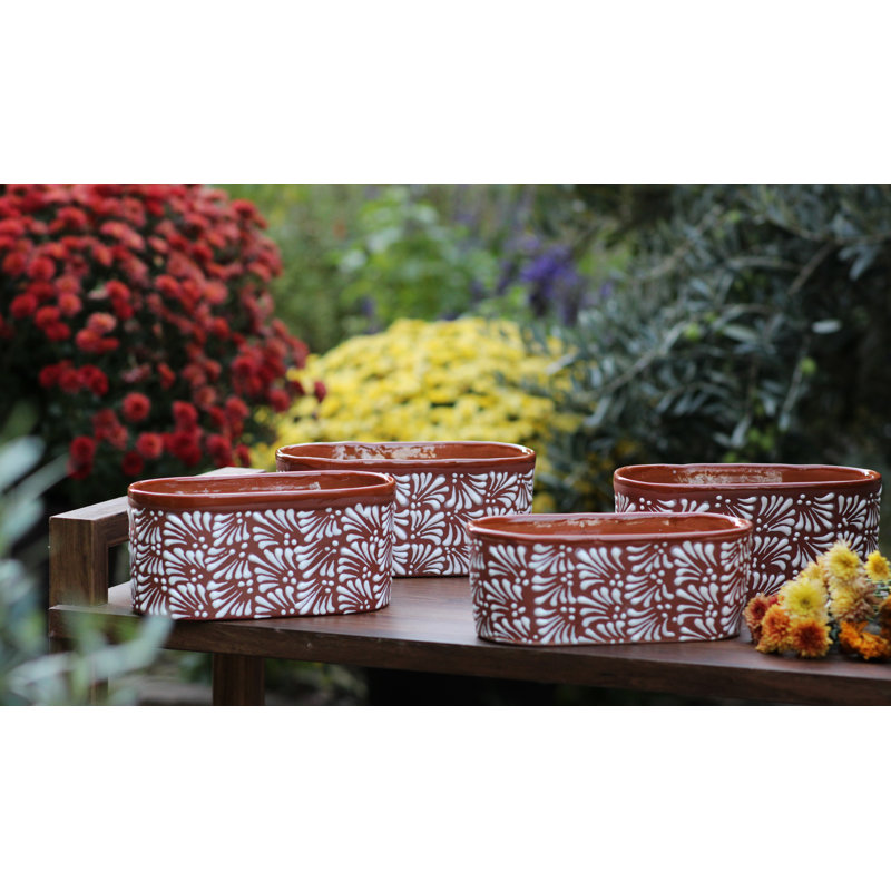 Planter, Chrysanthemum Terra Cotta, Set of 4