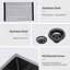 Évier de cuisine encastrable 32 po - 32 po x 19 po x 10 po - Évier de cuisine noir encastrable noir de calibre 16 - Évier de cuisine à cuve simple de profondeur 10 pouces