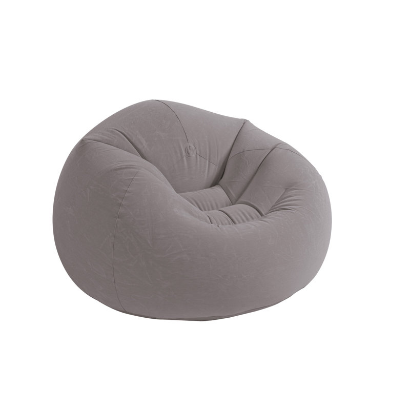 Intex Inflatable Contoured Corduroy Beanless Bag Lounge Chair, Grey (2 Pack)