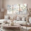 Ensemble de 3 tableaux muraux de style aquarelle représentant des branches de magnolia, parfaits pour la décoration du salon et de la chambre.-1240657099